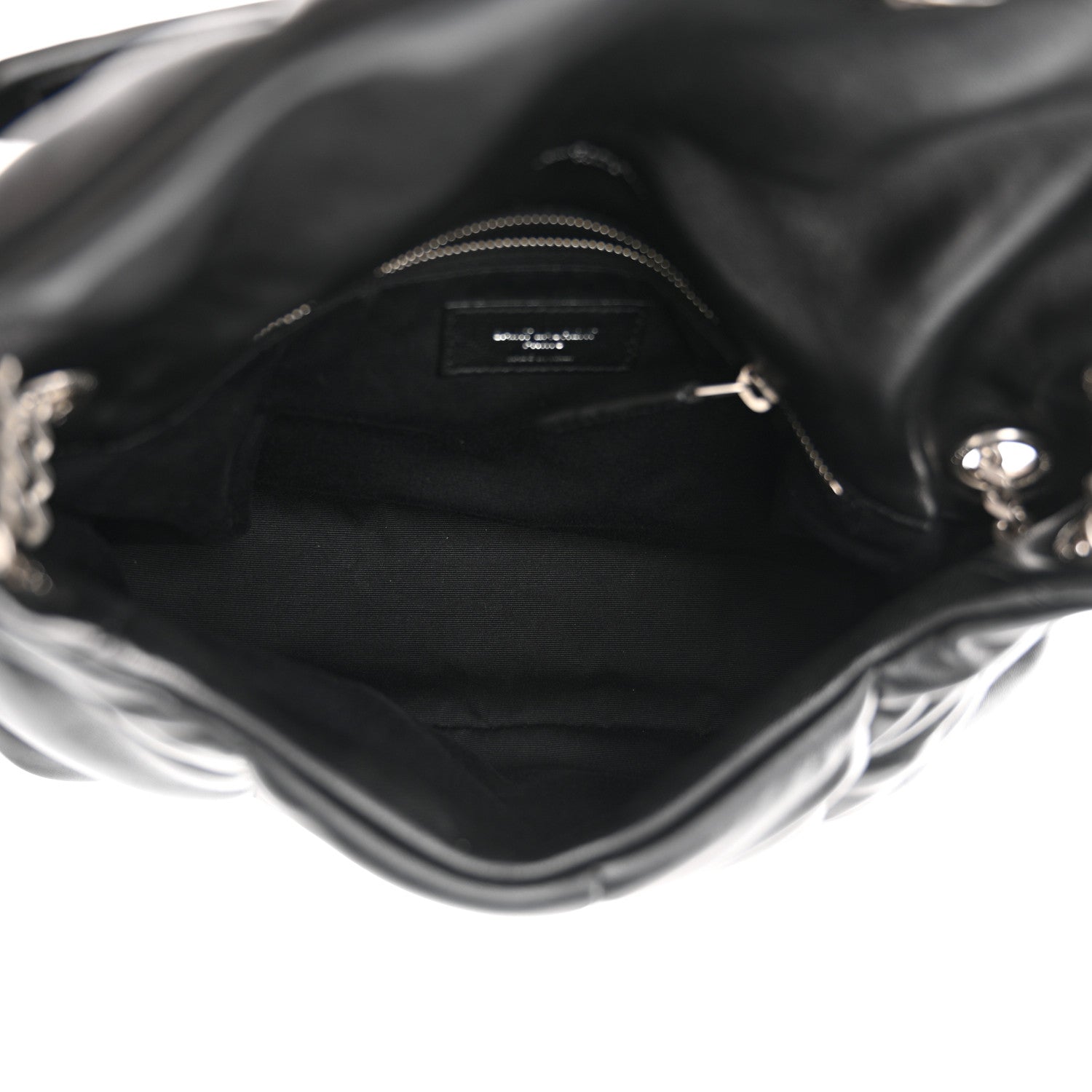 Saint Laurent Lambskin Quilted Small Loulou Puffer Monogram Chain Satchel Black 4 of 9