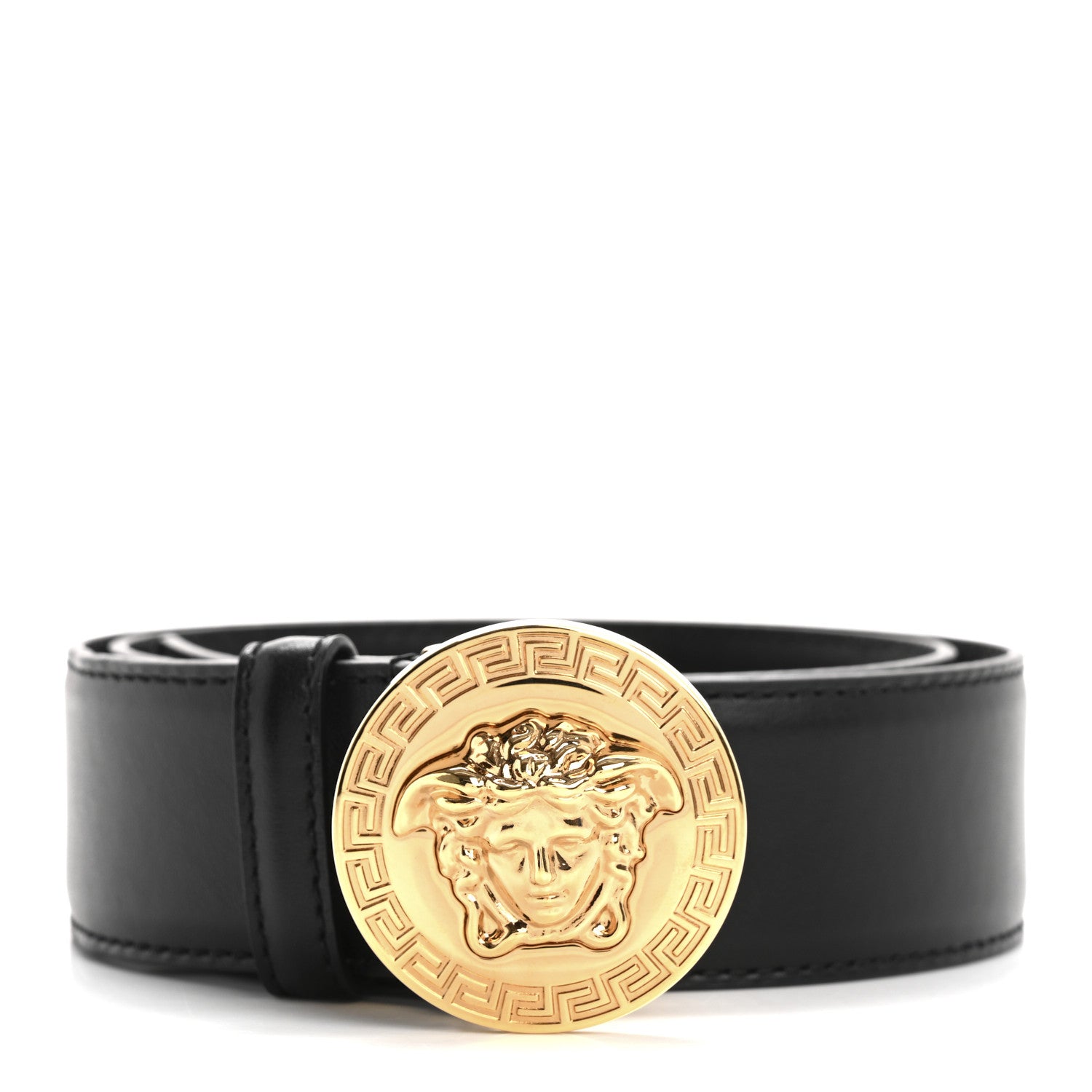 Versace Calfskin Palazzo Medusa Belt  75 30 Black 1 of 8
