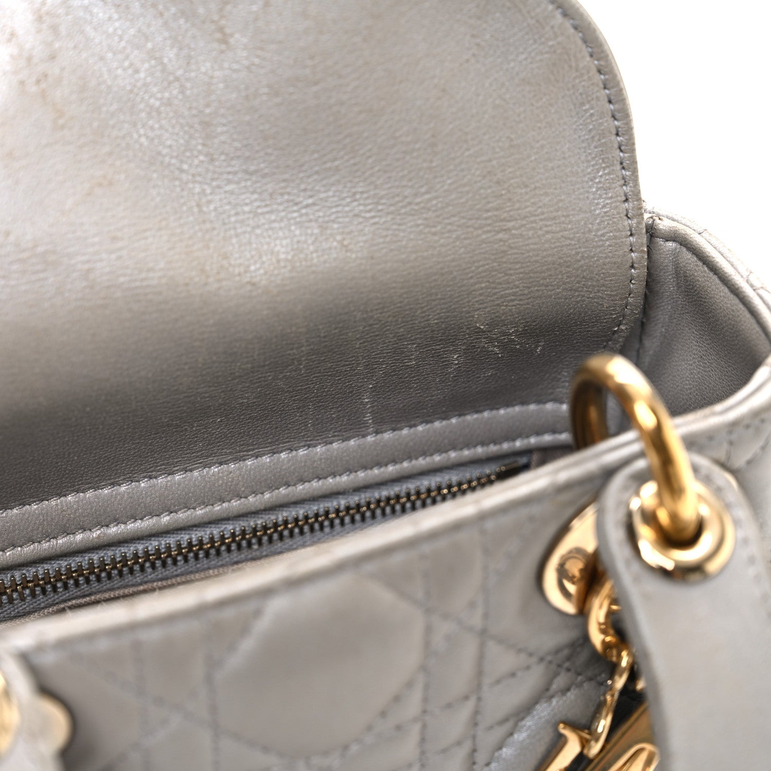Christian Dior Metallic Lambskin Cannage Mini Lady Dior Grey 11 of 19