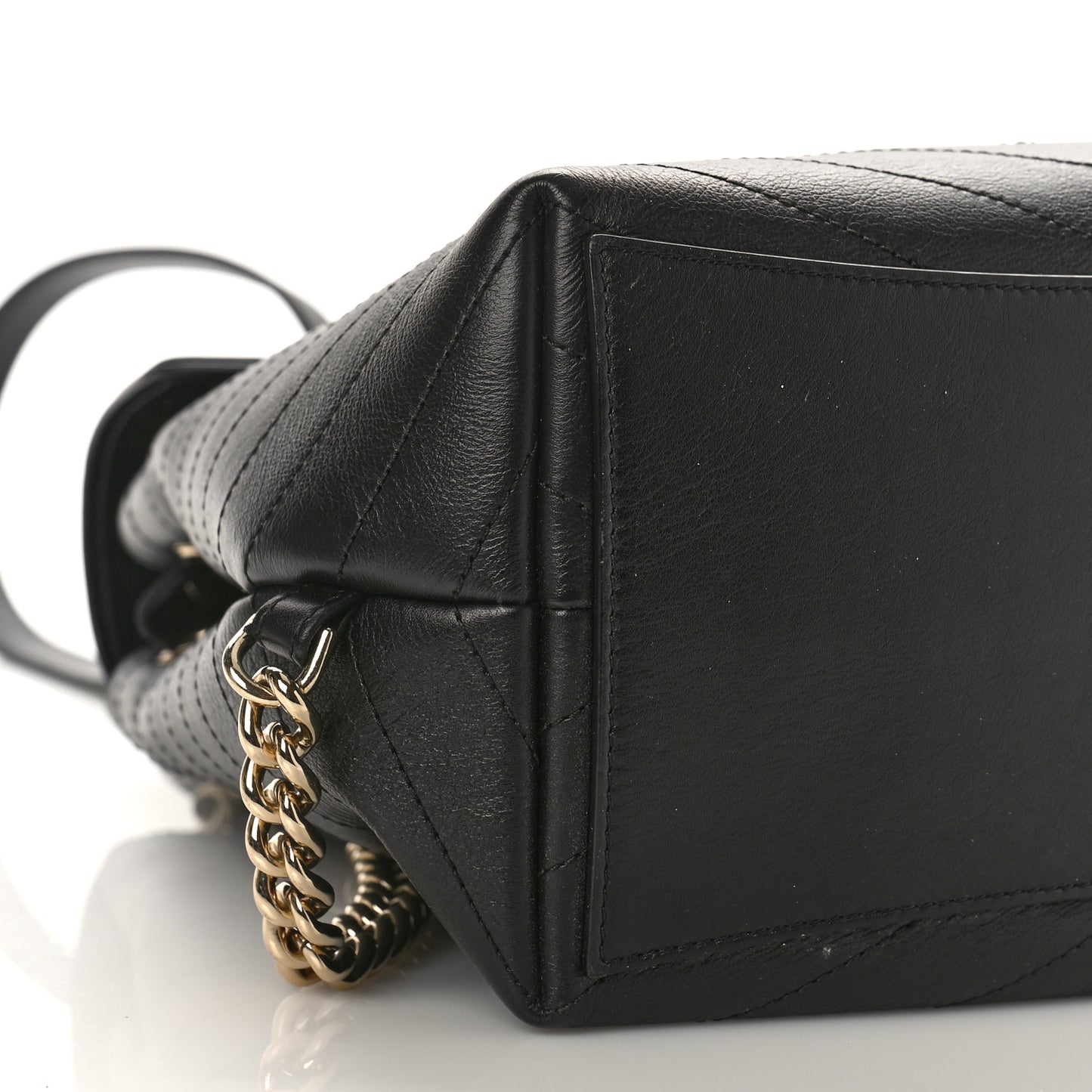 Grained Calfskin Chevron Stitched Backpack Black