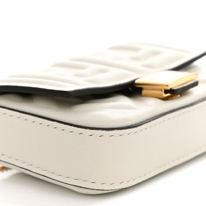 Fendi Nappa Matisse FF Embossed Nano Baguette Charm White 8 of 10