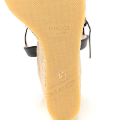 Gucci Lifford Calfskin Aitana Espadrille Platform 45/130mm Wedge Sandals 39 Black 6 of 8