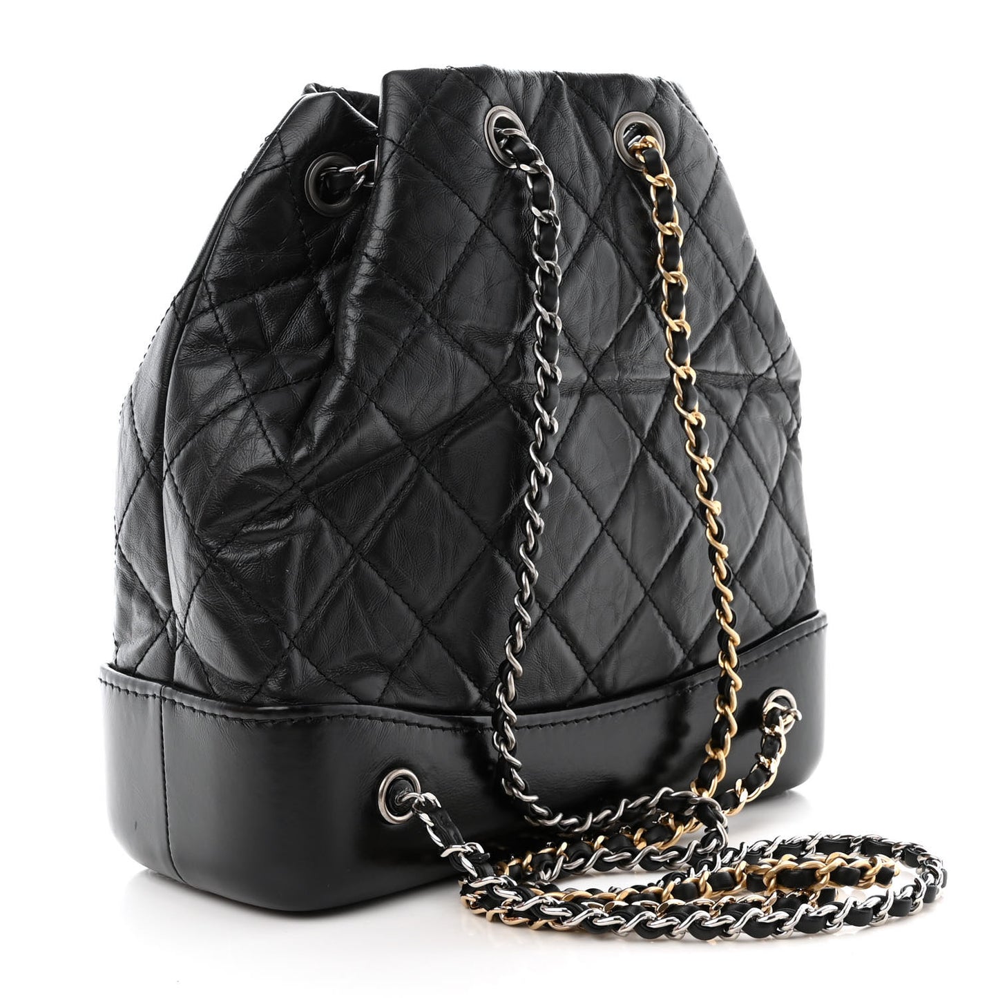 Aged Calfskin Quilted Small Gabrielle Backpack Black