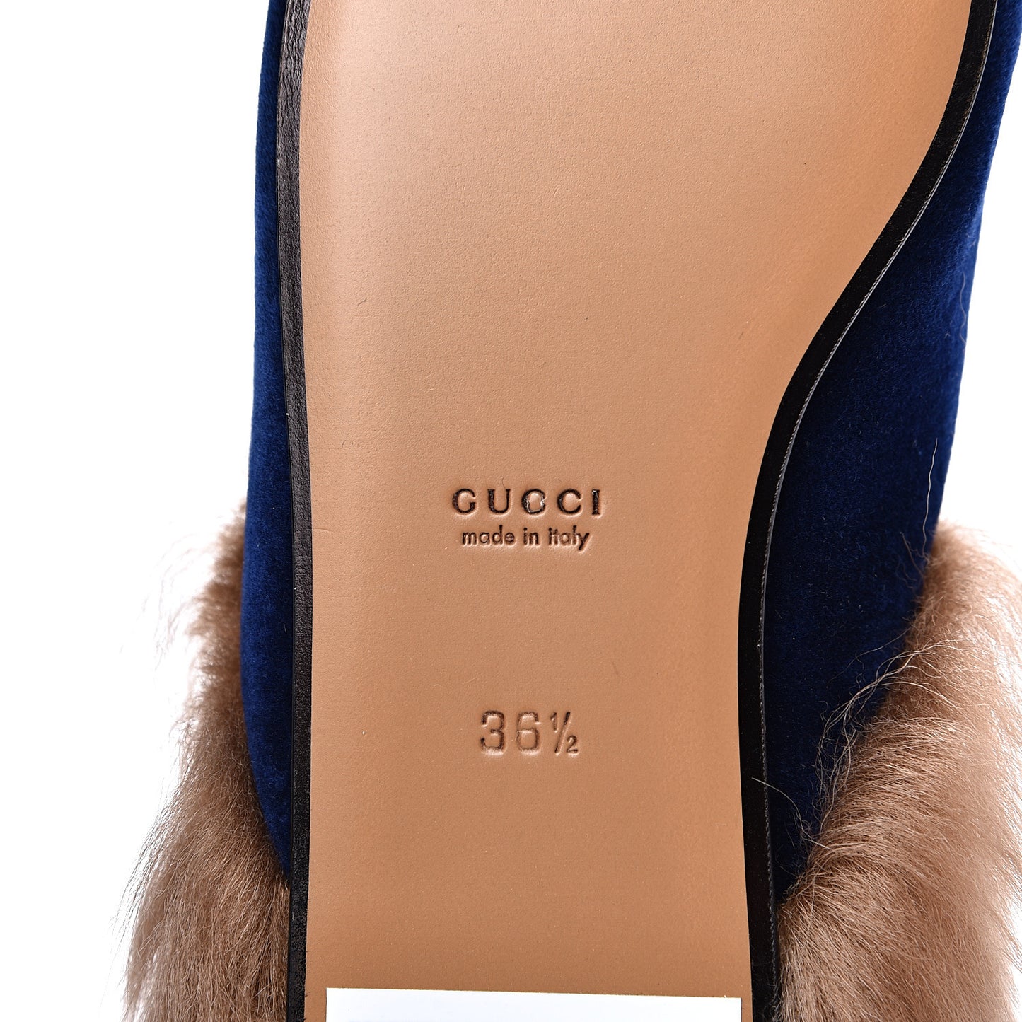 Velvet Fur Womens Princetown Slippers 36.5 Cobalt Blue