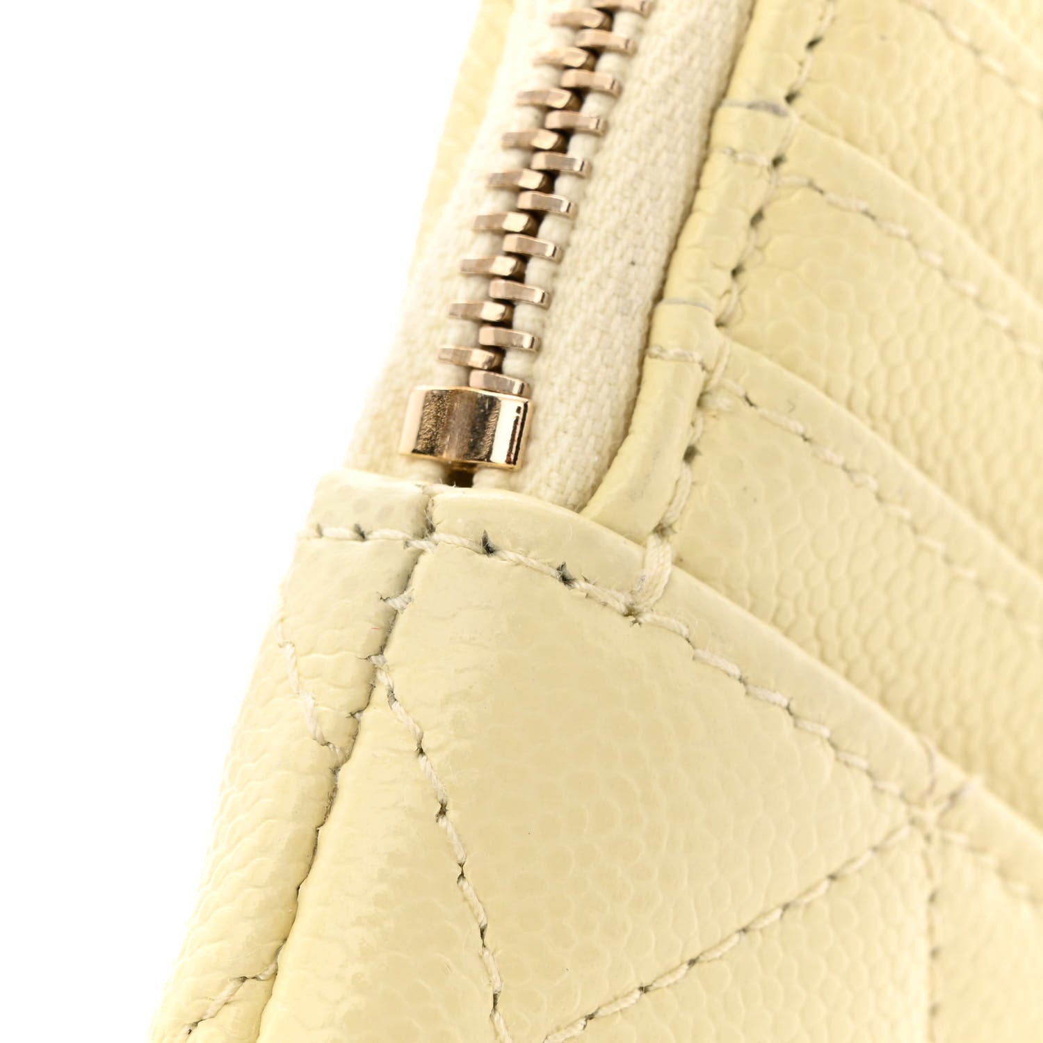 Chanel Caviar Quilted Zip Card Holder Wallet Light Yellow 11 of 12