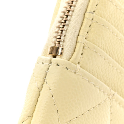 Chanel Caviar Quilted Zip Card Holder Wallet Light Yellow 11 of 12