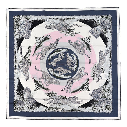 Hermes Silk Guepards Scarf 140 Pink Purple Black 1 of 3