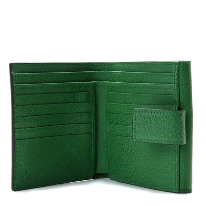Gucci Textured Calfskin Crystal Fiori Floral Embroidered GG Wallet Grass Green 6 of 9