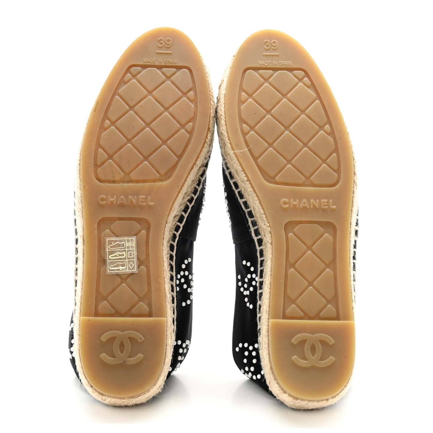 Neoprene Patent Calfskin Pearl CC Espadrilles 39 Black White