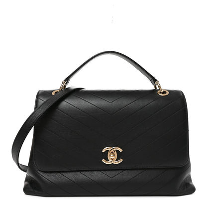 Chanel Grained Calfskin Chevron Stitched Medium Chic Top Handle Flap Black 1 of 10