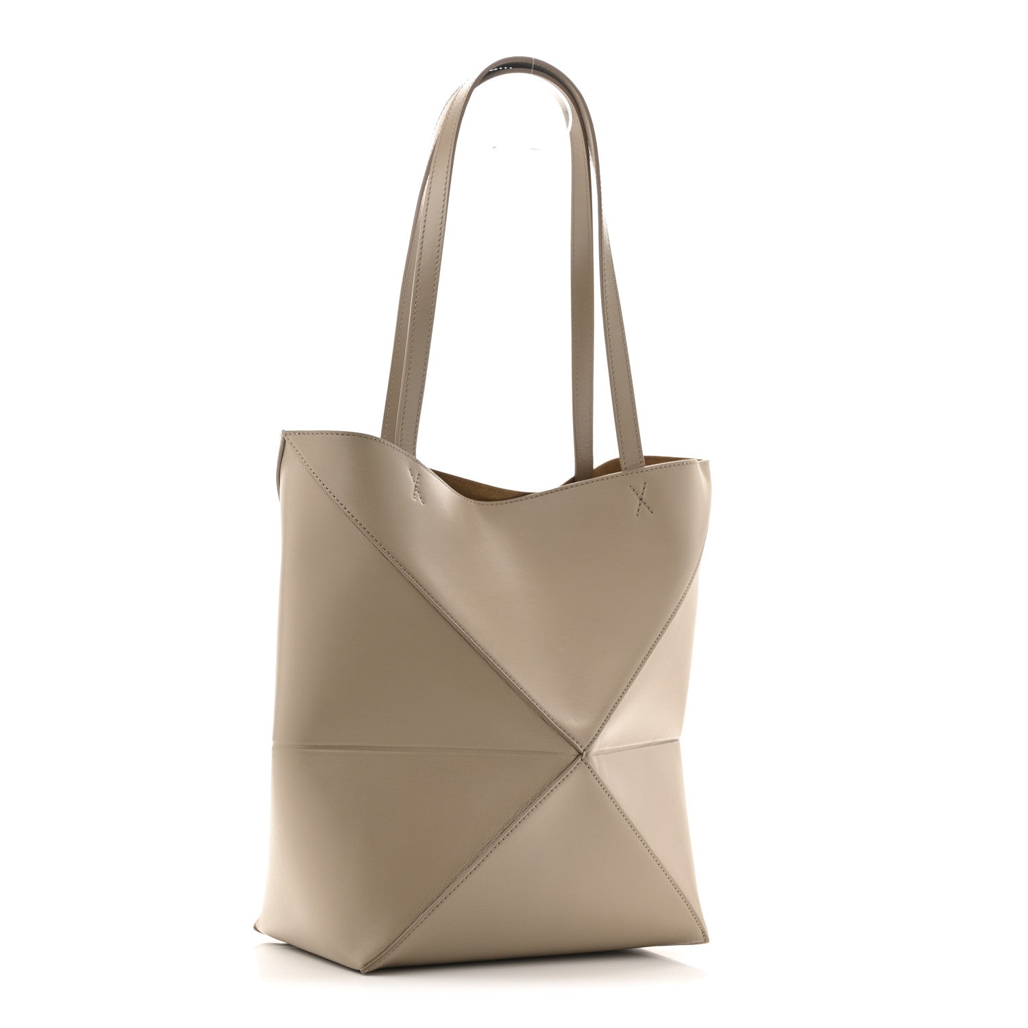 Loewe Shiny Calfskin Medium Puzzle Fold Tote Sand 3 of 11