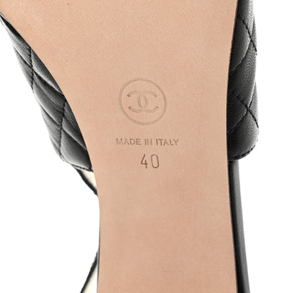 Chanel Lambskin Grosgrain Quilted Cap Toe CC Chain Slingback Pumps 40 Black 7 of 8