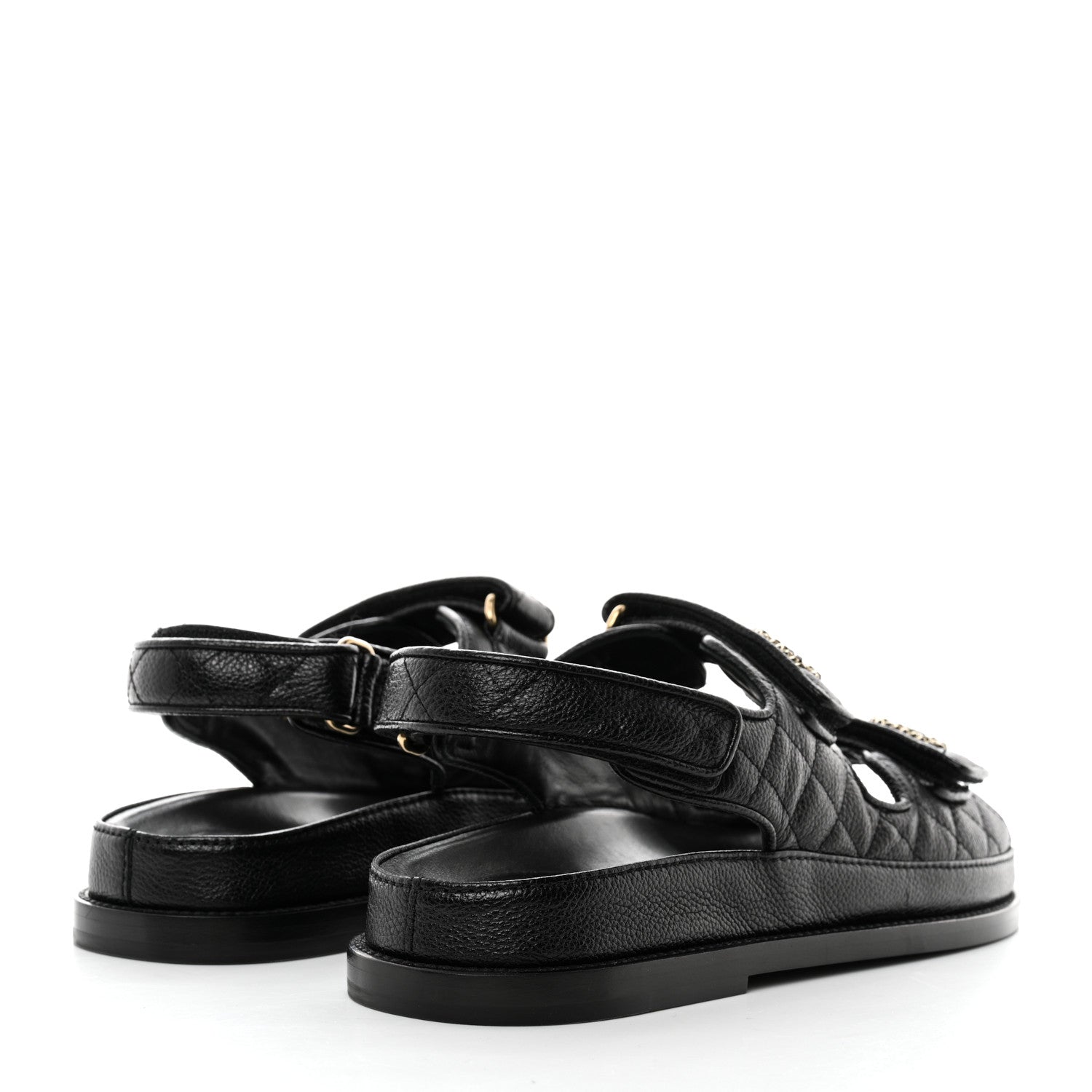 Chanel Grained Calfskin Velcro Dad Sandals 39 Black 4 of 9