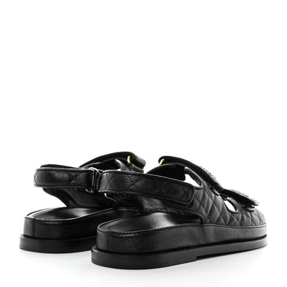 Chanel Grained Calfskin Velcro Dad Sandals 39 Black 4 of 9