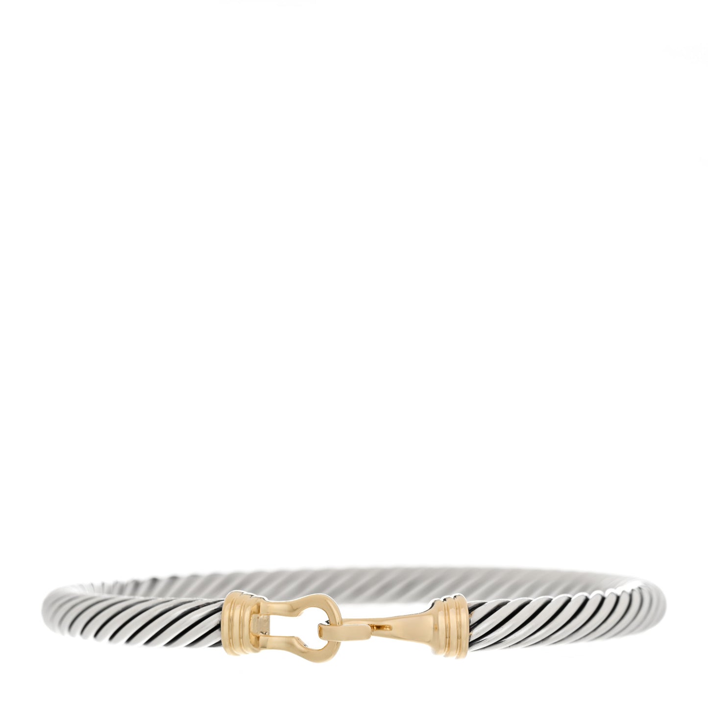 Sterling Silver 14K Yellow Gold 5mm Cable Buckle Bracelet