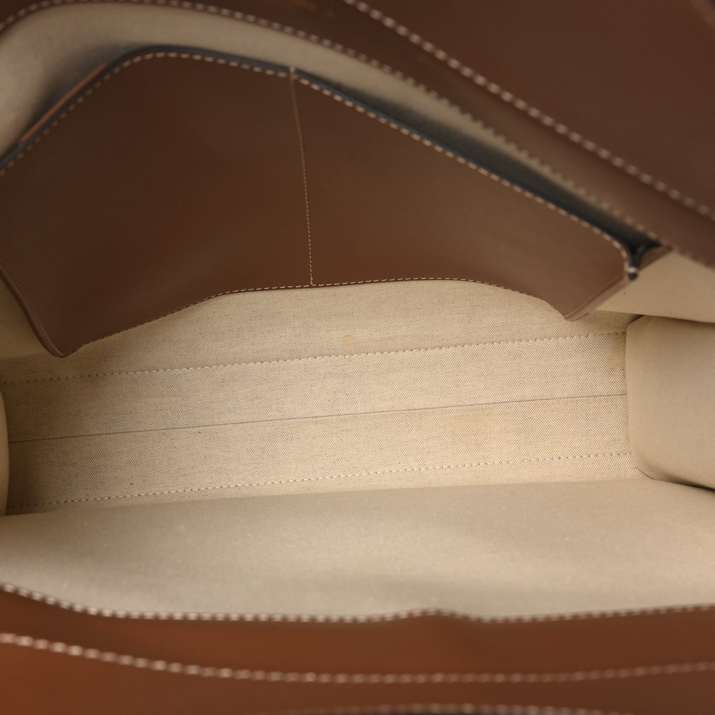 Canvas Smooth Calfskin Two Tone Medium Pocket Bag Natural Malt Brown