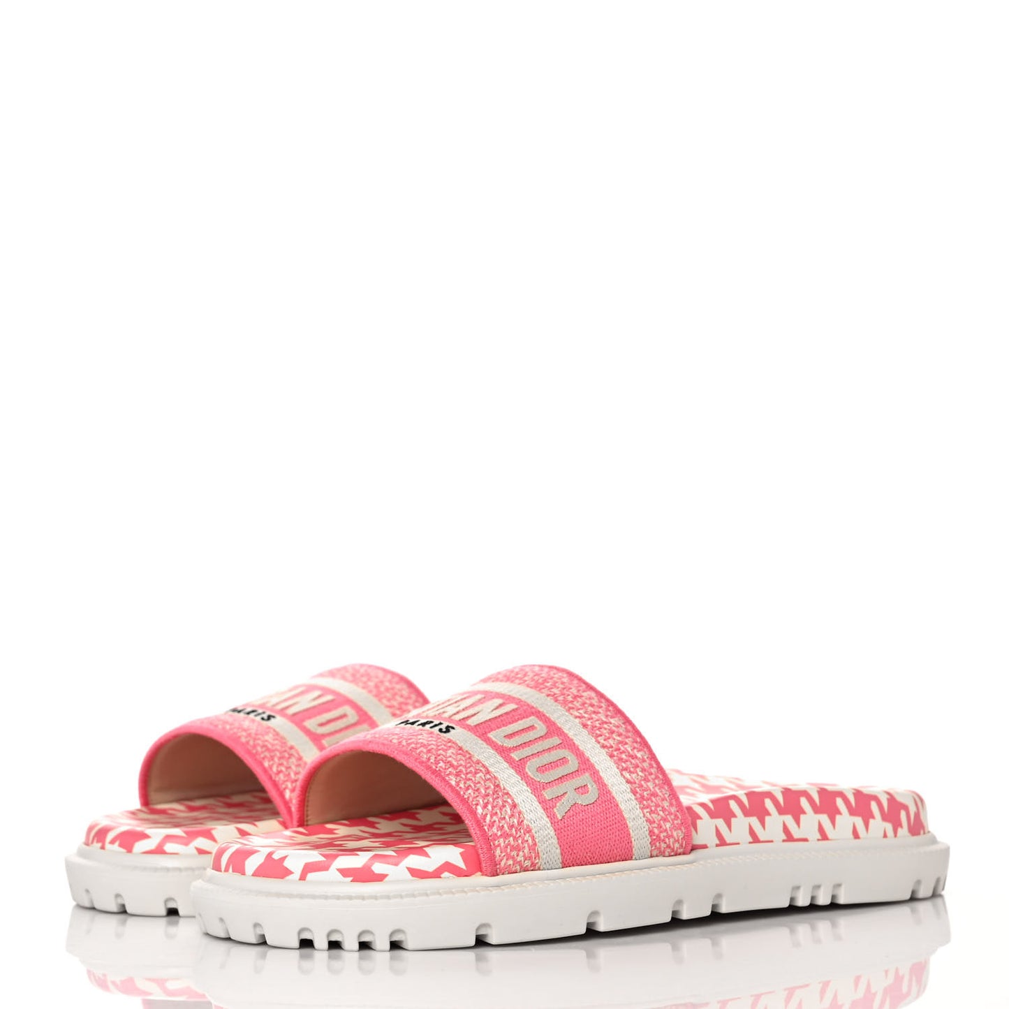 Micro PDP Cotton Houndstooth Embroidered Dway 10mm Slide Sandals 38 Peony
