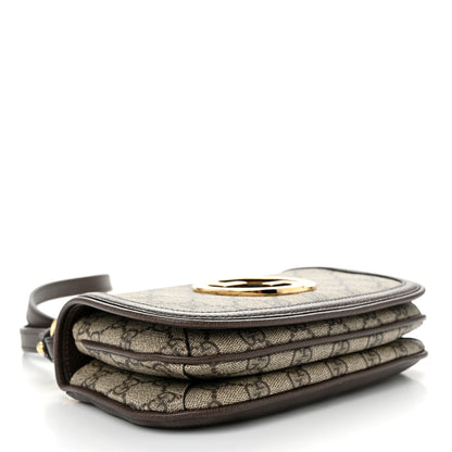 Gucci GG Supreme Monogram Textured Dollar Calfskin Mini Blondie Chain Shoulder Flap Bag Beige Ebony New Acero 4 of 11