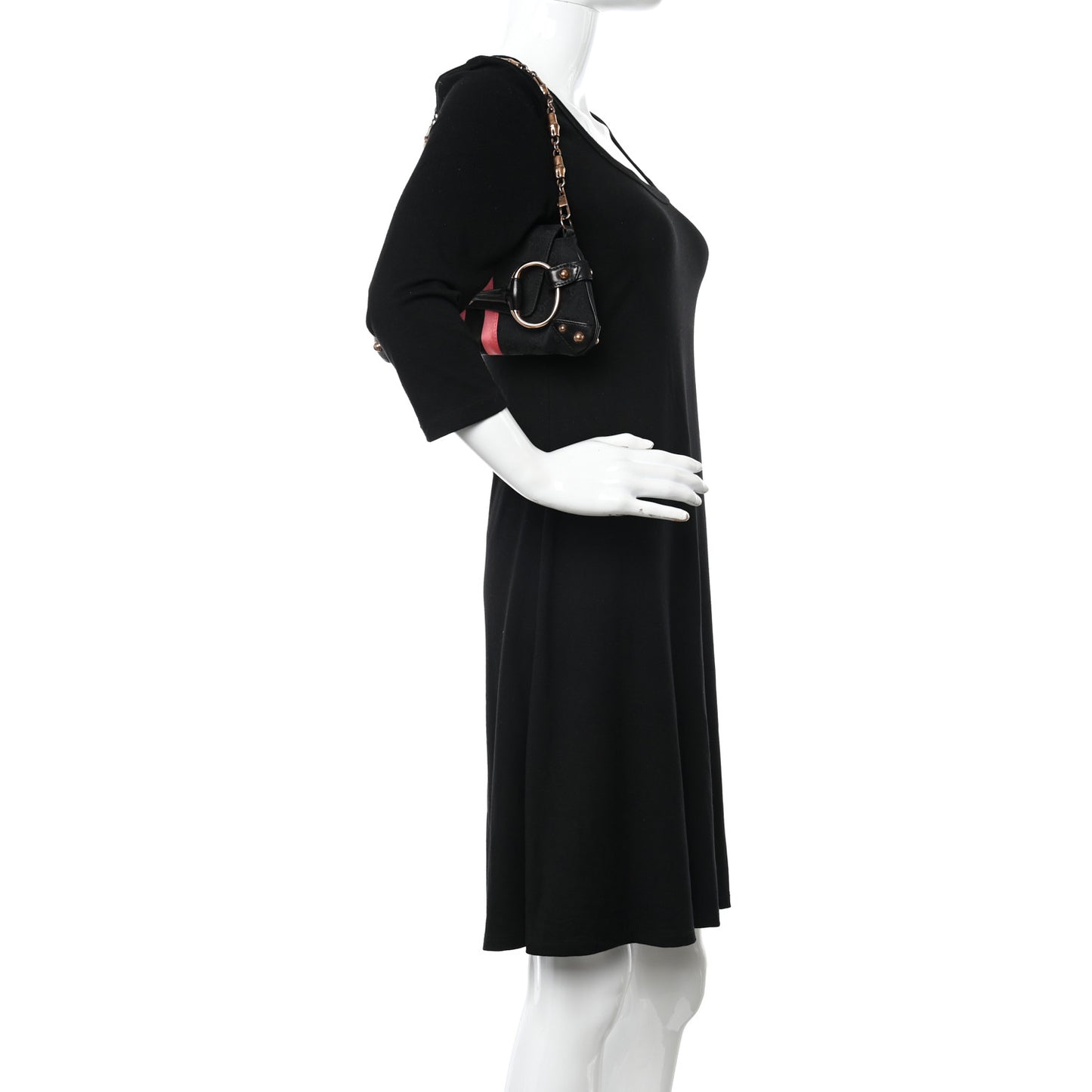 Monogram Horsebit Web Clutch Black