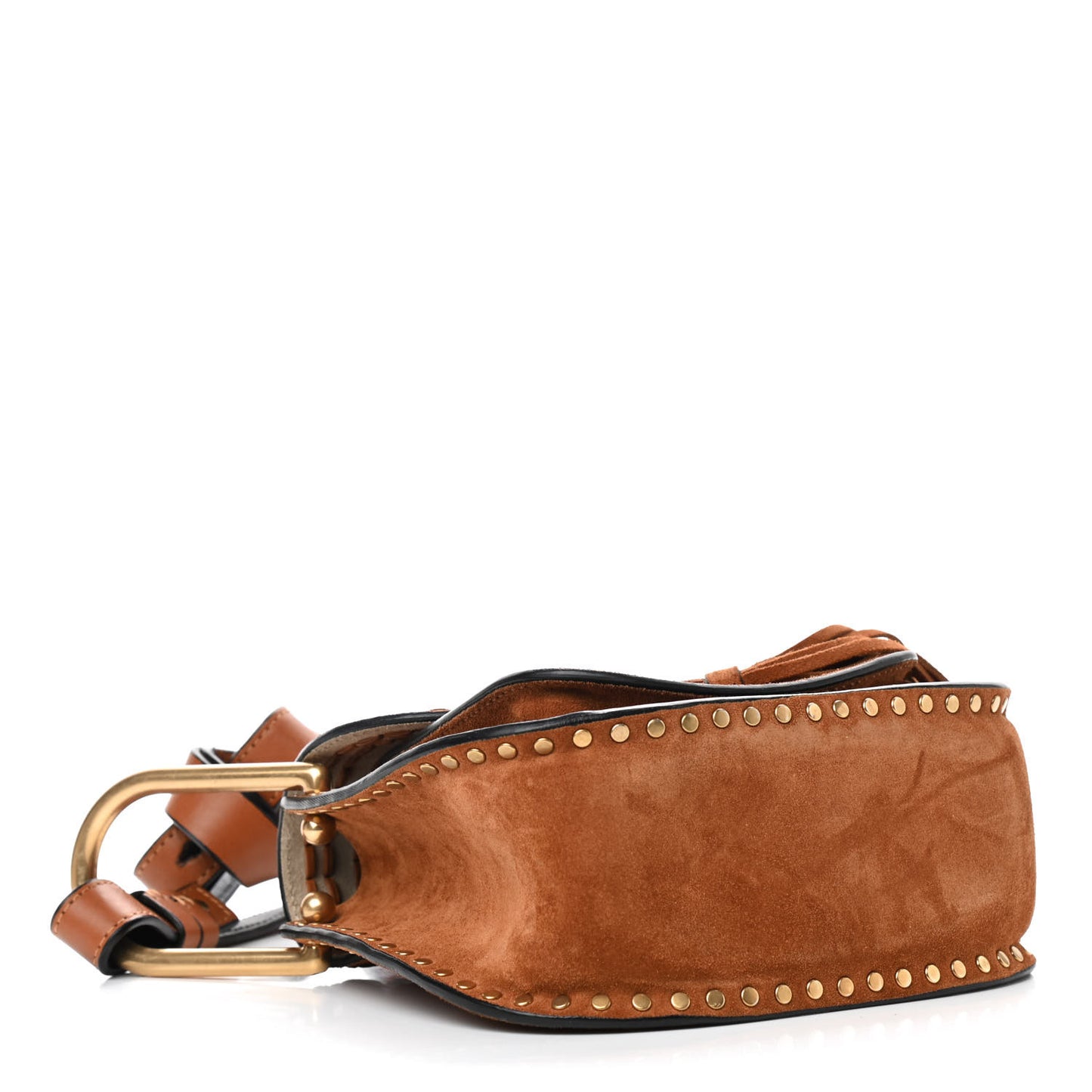 Suede Calfskin Braided Mini Hudson Shoulder Bag Caramel