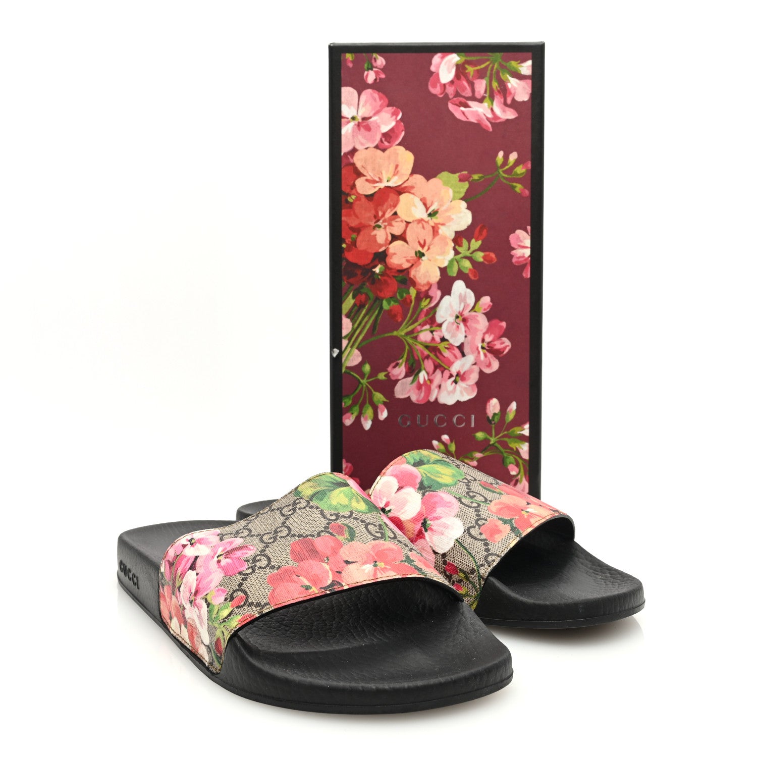 Gucci GG Supreme Monogram Blooms Slide Sandals 40 Beige Multicolor 8 of 8