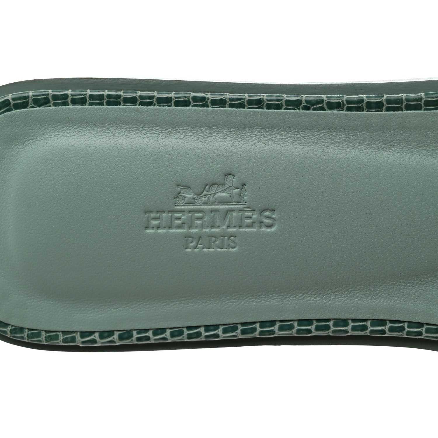 Hermes Lizard Oran Sandals 41 Turquoise 6 of 9
