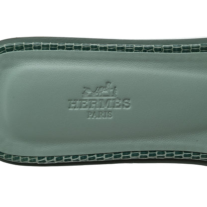 Hermes Lizard Oran Sandals 41 Turquoise 6 of 9