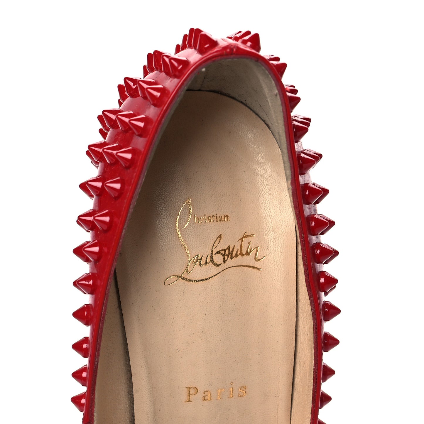 Patent Lady Peep Spikes VIP 150 Pumps 41 Red