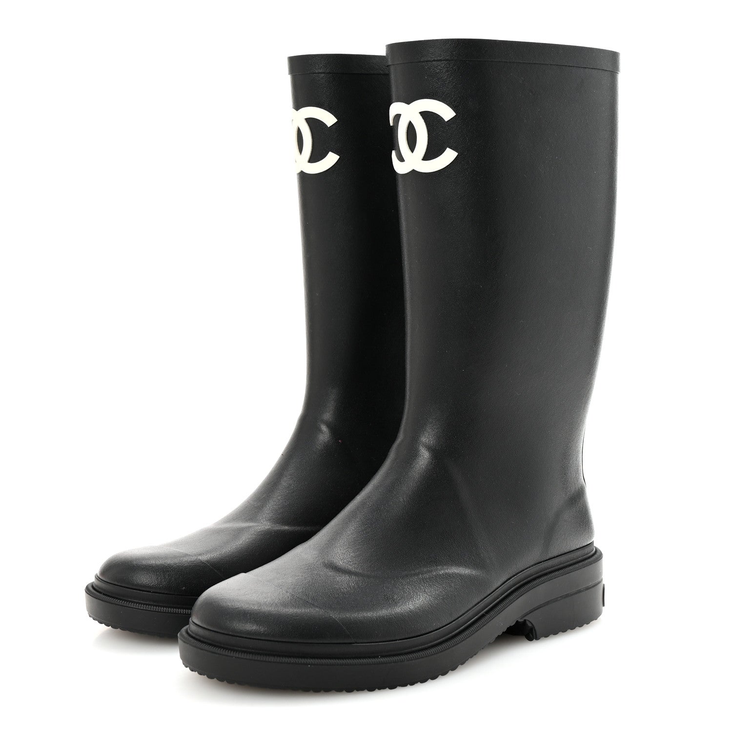 Chanel Caoutchouk CC High Boots 38 Black 4 of 9