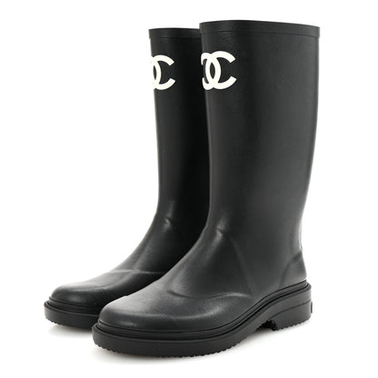 Chanel Caoutchouk CC High Boots 38 Black 4 of 9