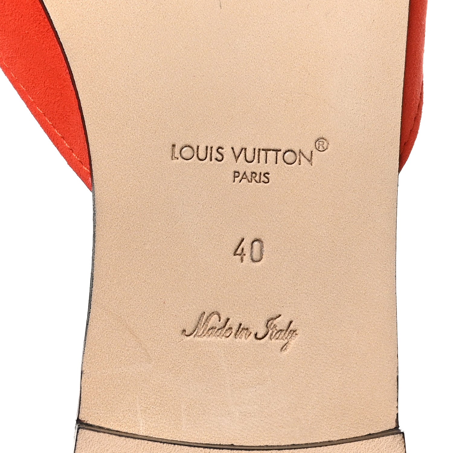 Louis Vuitton Suede Goatskin LV Isola Flat Sandals 40 Orange 8 of 10