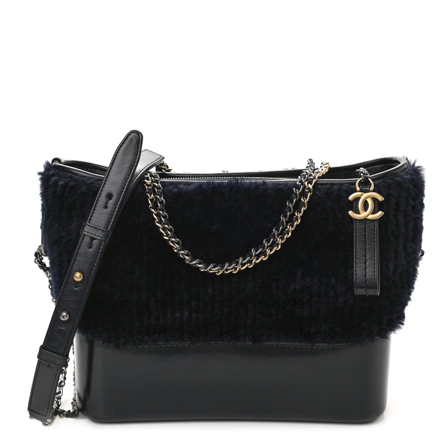 Chanel Shearling Medium Gabrielle Hobo Navy 1 of 10