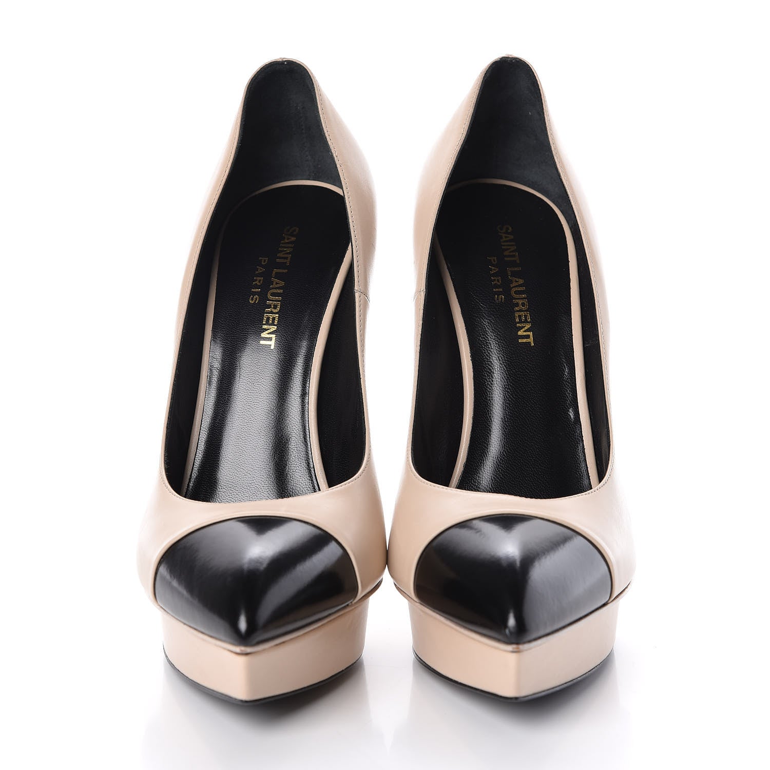 Saint Laurent Calfskin Cap Toe Janis 105 Platform Pumps 38.5 Powder 2 of 7