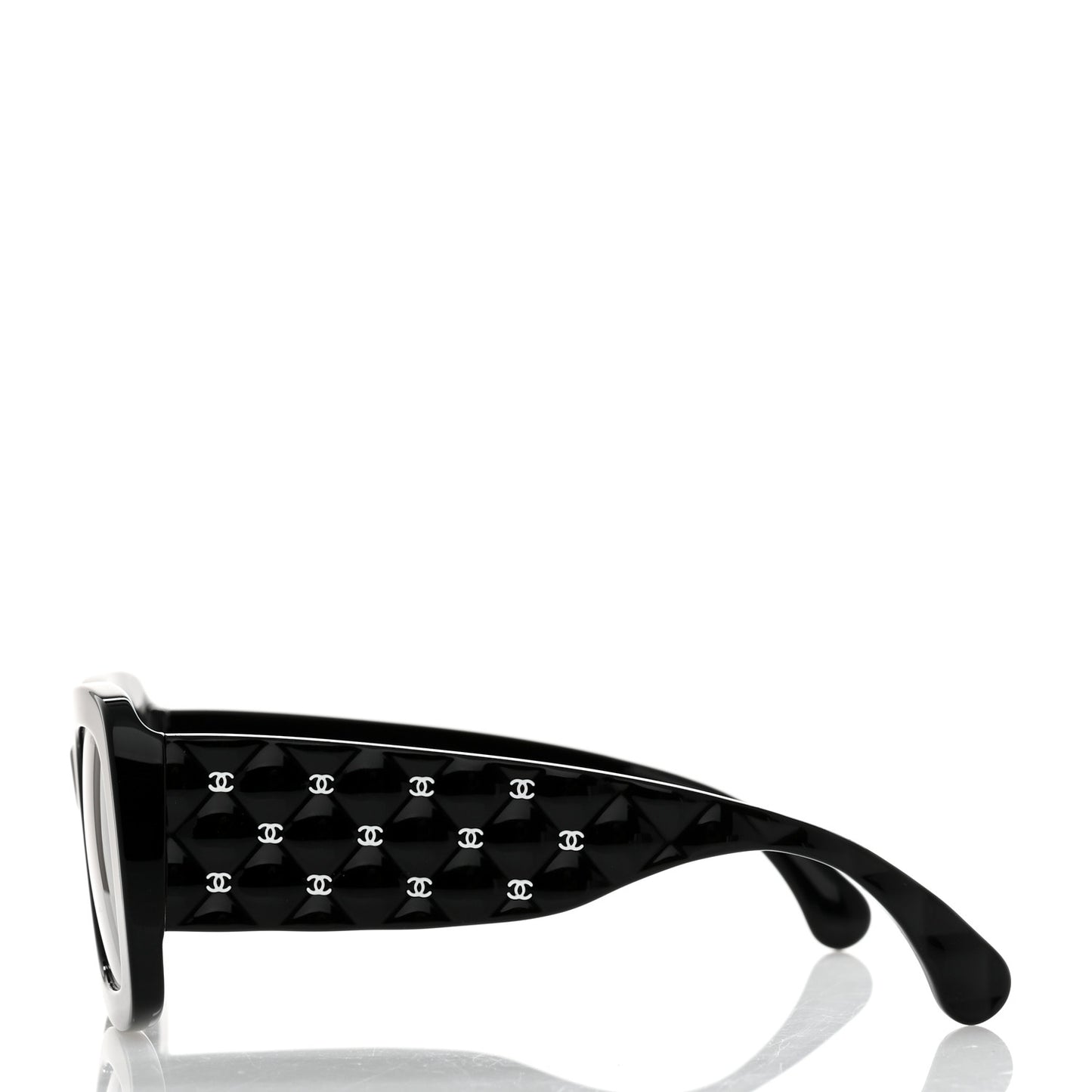 Acetate Quilted CC Rectangle Sunglasses 5483-A Black