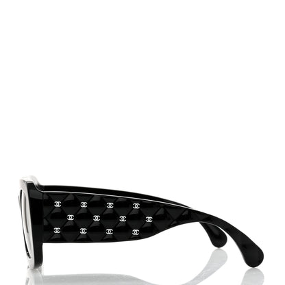Chanel Acetate Quilted CC Rectangle Sunglasses 5483-A Black 3 of 7