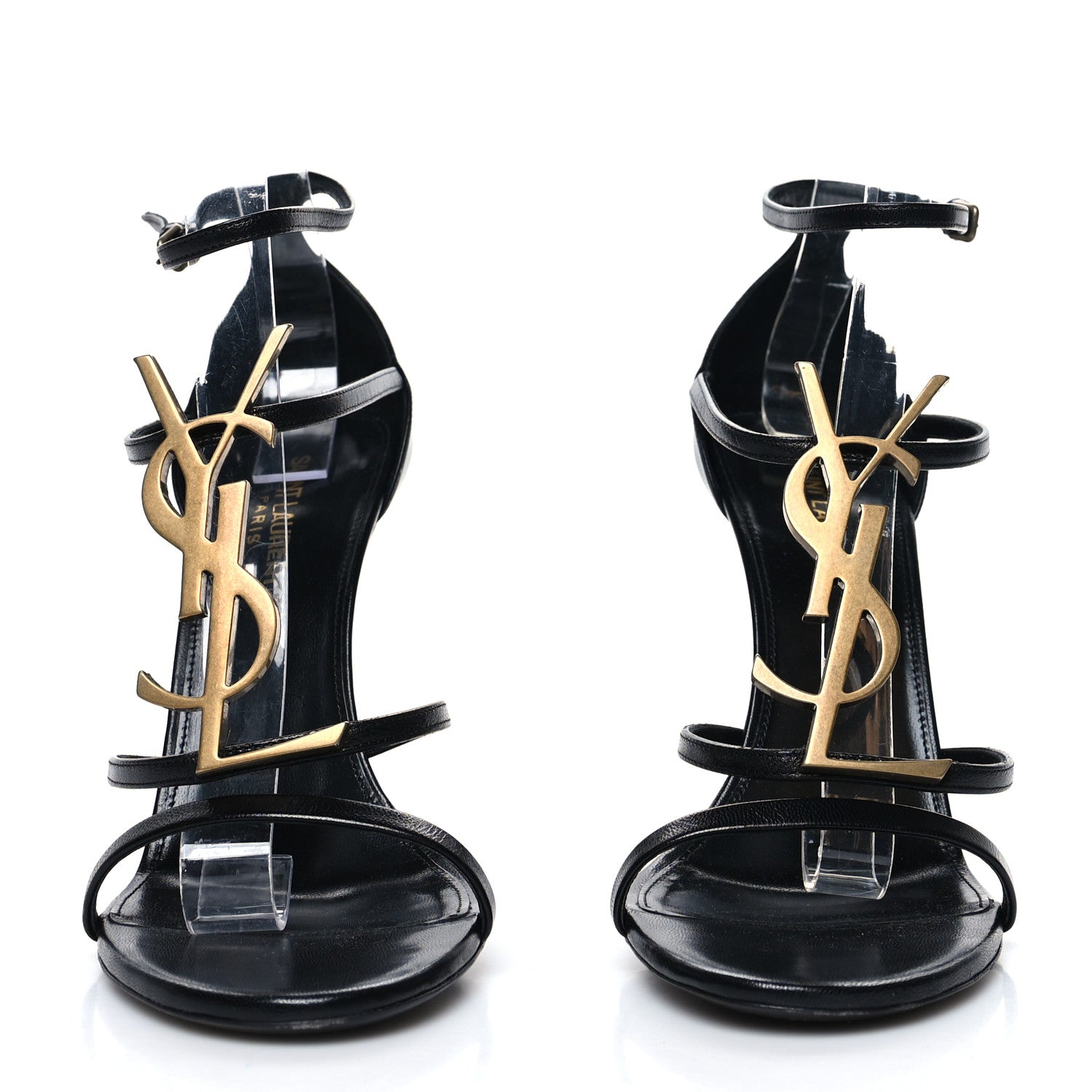 Saint Laurent Patent Calfskin Cassandra 110 Sandals 40 Black Gold 2 of 10