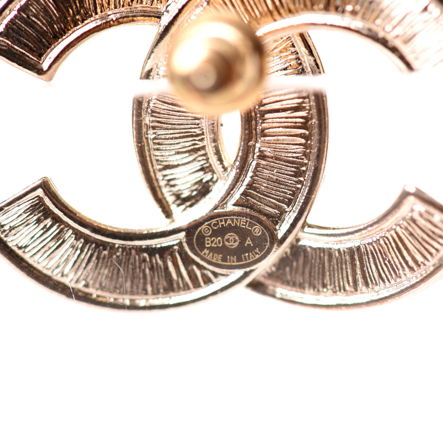Crystal Pearl Chain Mania CC Earrings Gold