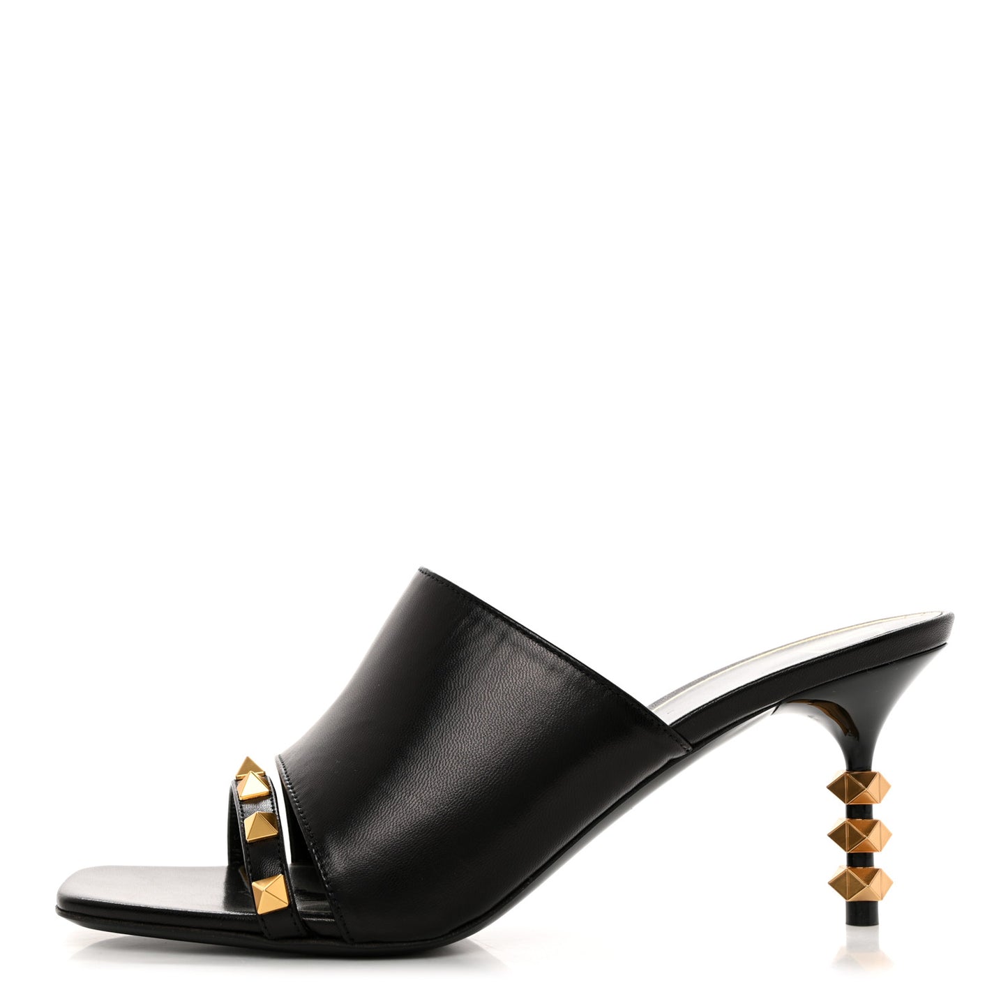 Nappa Rockstud Tower Heel Mules 37 Black