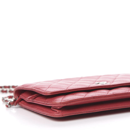 Chanel Caviar Quilted Wallet on Chain WOC Red 8 of 13