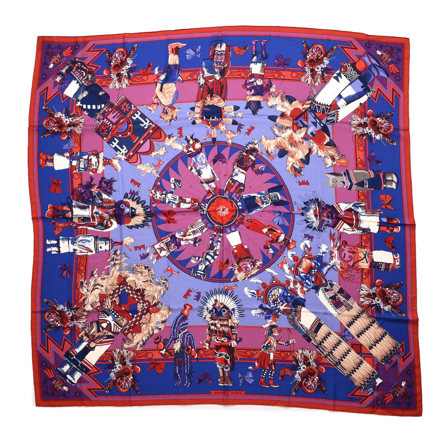 Cashmere Silk Kachinas Shawl 140 Rouge Bleu Parme