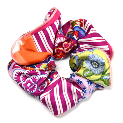 Hermes Silk Patchwork Claudia Scrunchie Multicolore 1 of 4