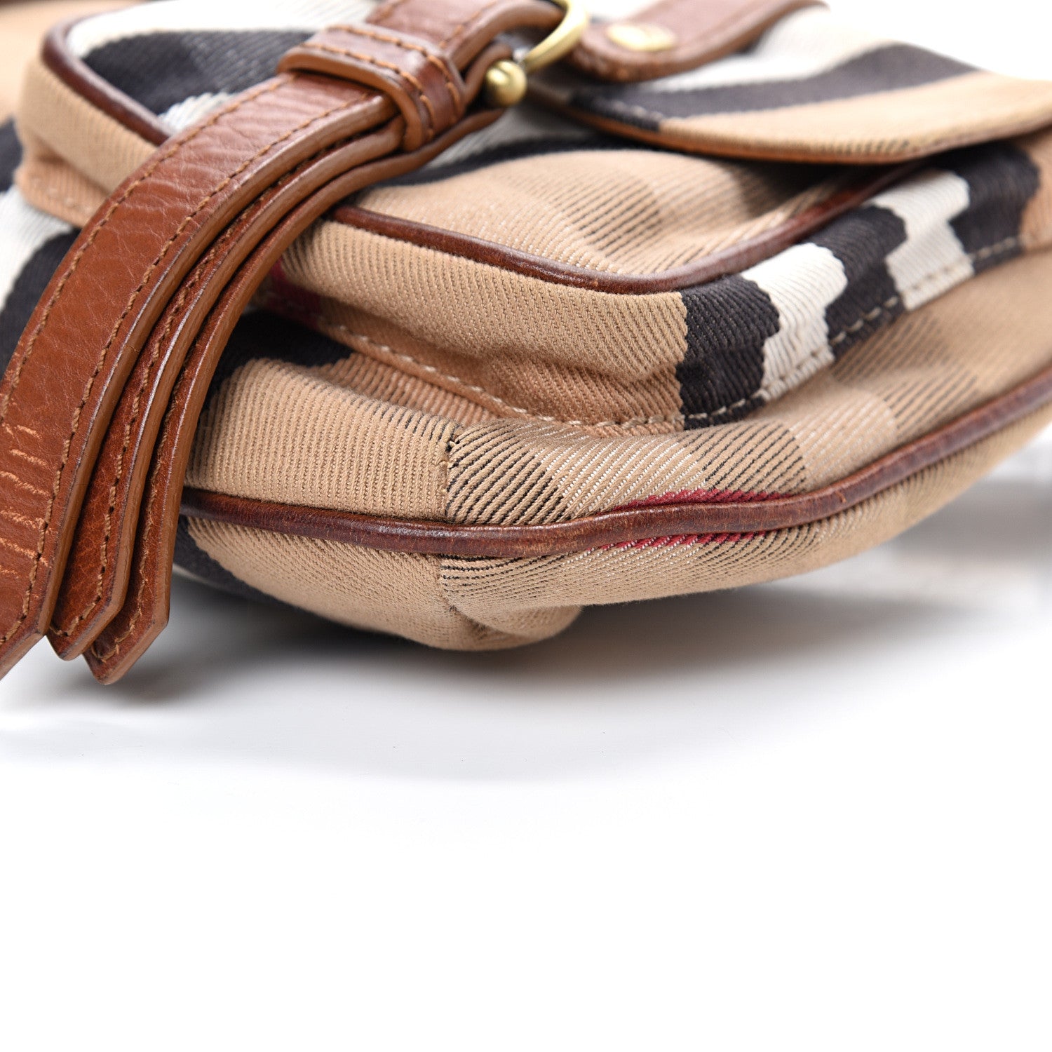 Burberry Calfskin House Check Woven Shoulder Bag Tan 9 of 13