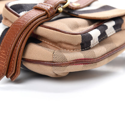 Burberry Calfskin House Check Woven Shoulder Bag Tan 9 of 13