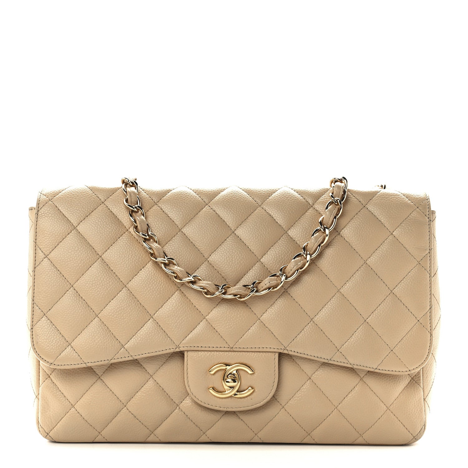 Chanel Caviar Quilted Jumbo Single Flap Beige Clair 1 of 12
