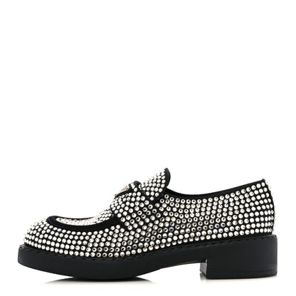 Prada Satin Crystal Metal Triangle Logo 50mm Loafers 39 Cristal 1 of 8