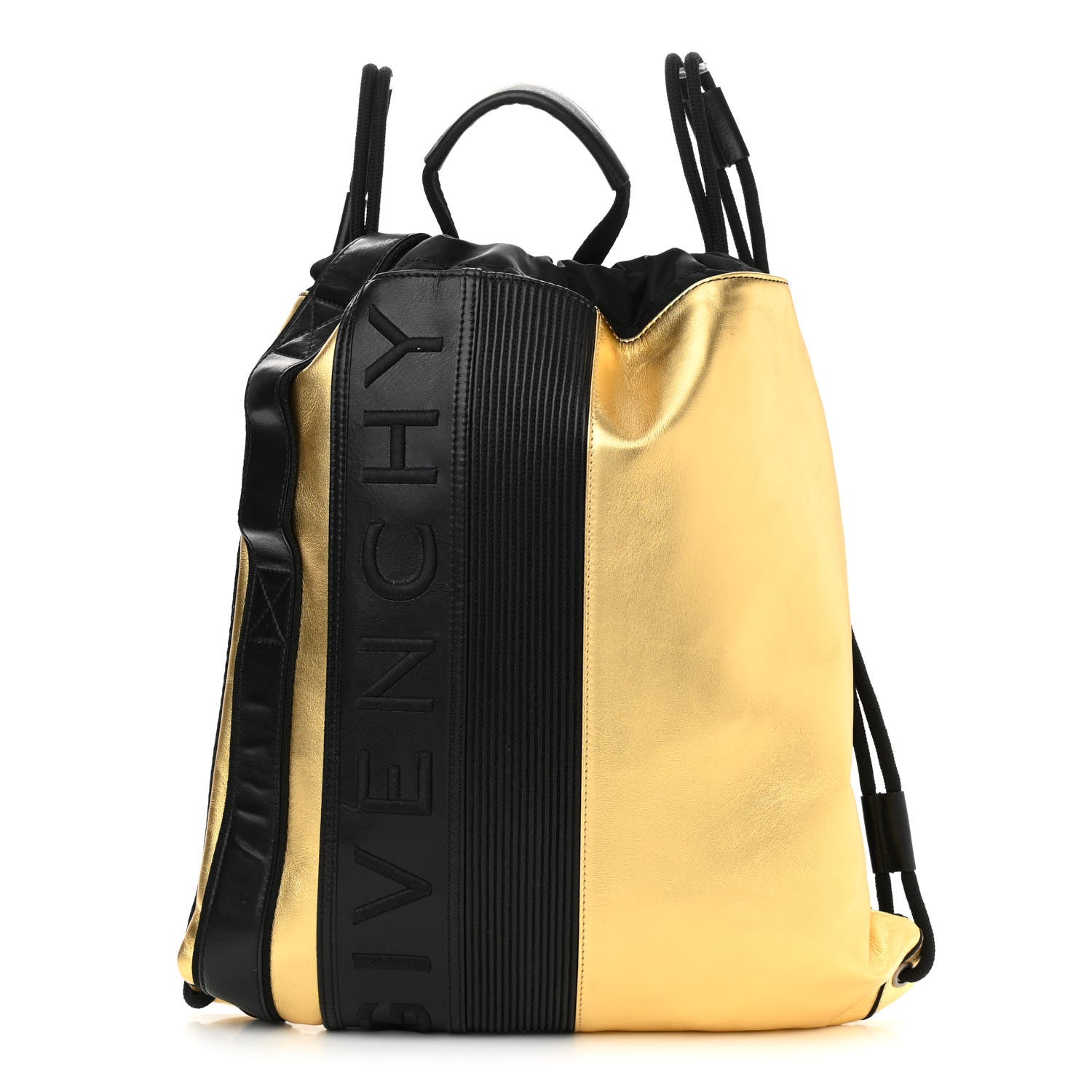 Givenchy Calfskin MC3 Drawstring Backpack Bag Black Gold 1 of 10
