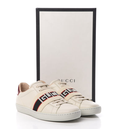 Gucci Calfskin Stripe Womens New Ace Sneakers 36 New Mystic White Ecru Red Flame 9 of 9
