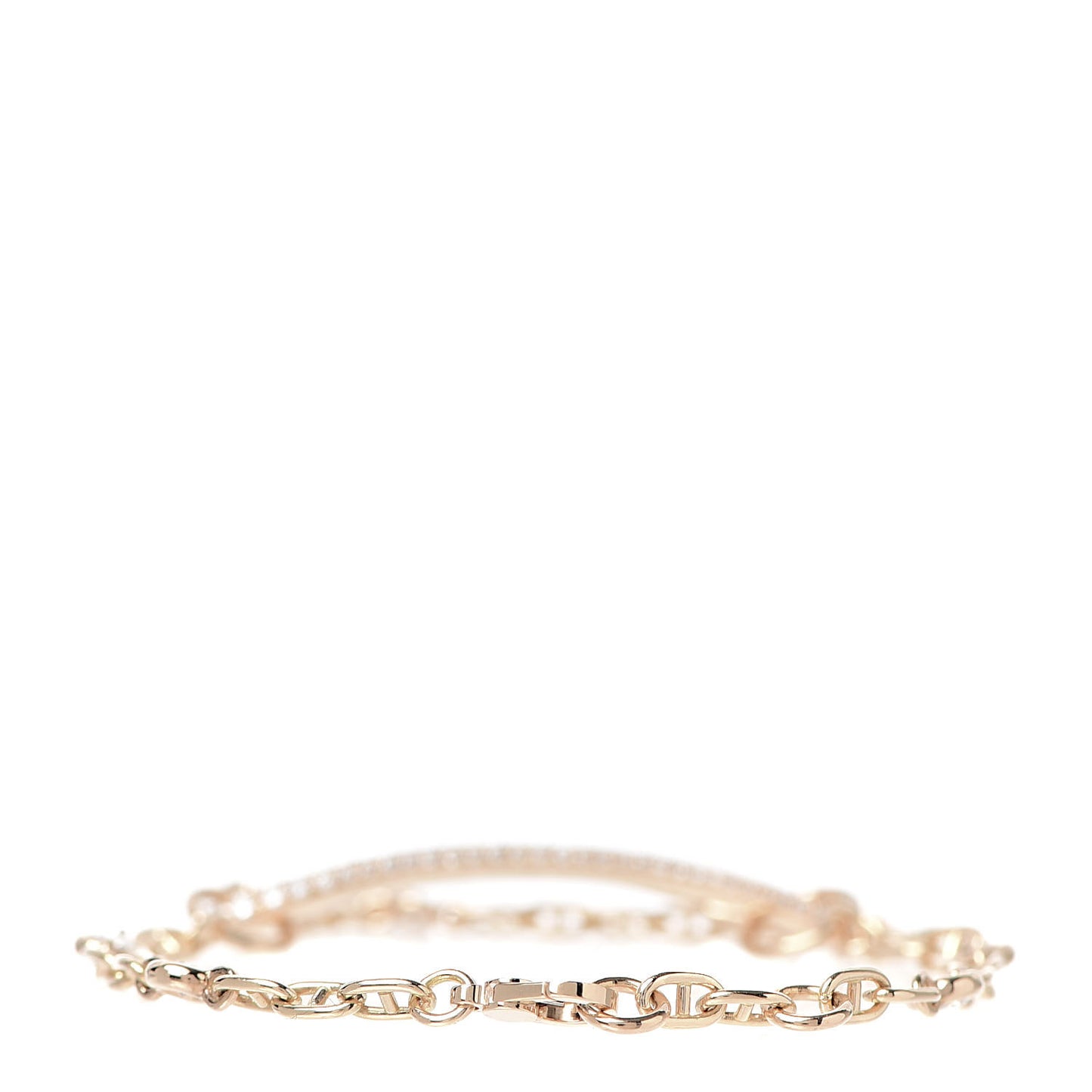 18K Rose Gold Pave Diamond MM Chaine d'Ancre Punk Bracelet SH