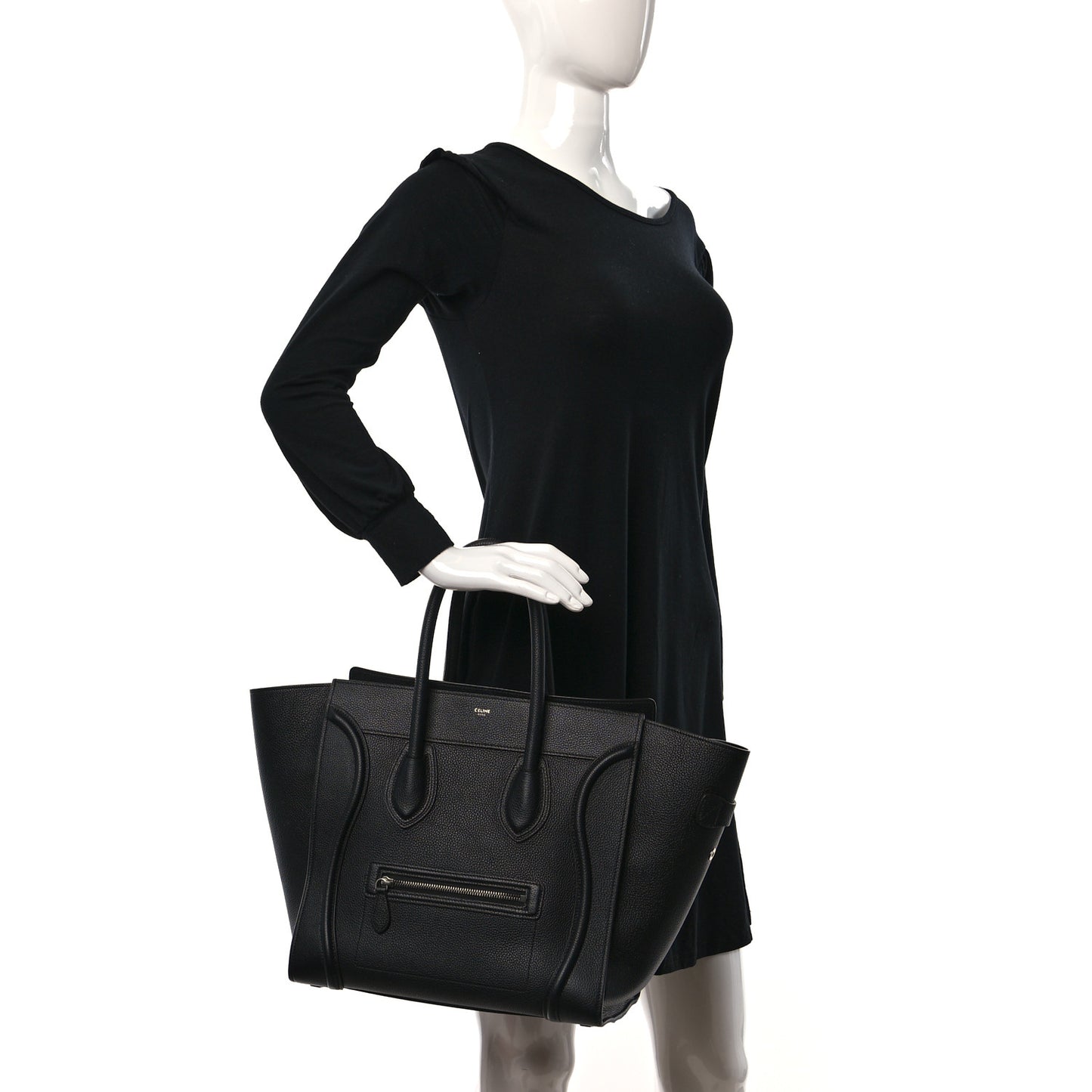 Drummed Calfskin Mini Luggage Black