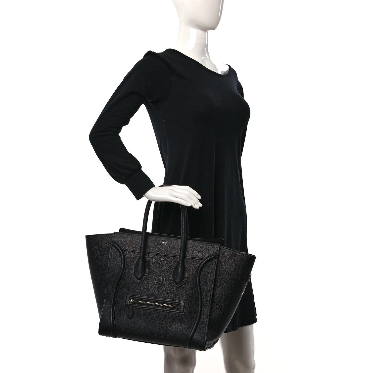 Celine Drummed Calfskin Mini Luggage Black 3 of 13